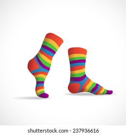 Striped multicolor socks, illustration
