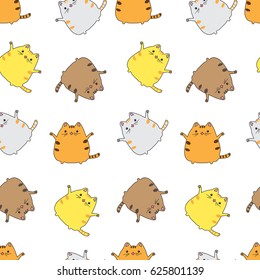 Striped multi-colored kittens. Seamless background. Vector illustration