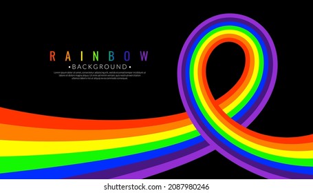 Striped Multicolored Rainbow Seamless Texture. Abstract Colorful Curve Stripe Wallpaper. Ribbon Background. Vector Illustration.