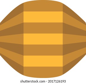 Striped mustard and caramel orange angular shaded barrel shaped Chocolate candy. Layered confectionery SVG svg