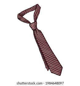 Striped Necktie. Vector Cartoon Illustration
