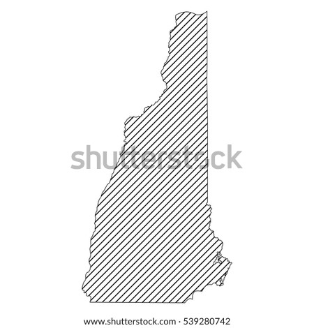 Striped  new hampshire map isolated on white