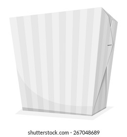 Striped noodle box. Take away food. Vector illustration