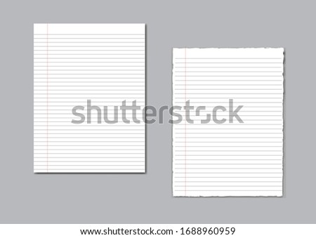 Striped notebook paper. Notebook lined paper grey background.