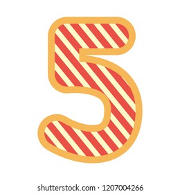 striped number five font on white background