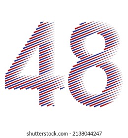 Ilustración de 48 vectores a rayas. Rojo Y Azul Número 48 Aislados En Fondo Blanco
