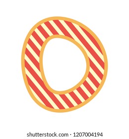 striped number zero font on white background