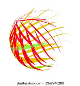 Striped object. Round 3d logo abstract circle vector sign. Colorful painting brushstroke.