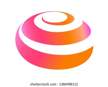 Striped object. Round 3d logo abstract circle vector sign. Colorful painting circles ribbon.