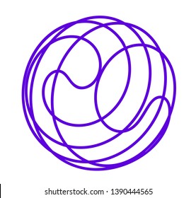 Striped object. Round 3d logo abstract circle vector sign. Colorful painting circles ribbon.
