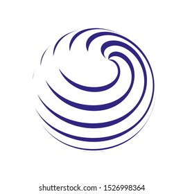 Striped object. Round 3d logo abstract circle vector sign. Colorful painting brushstroke.