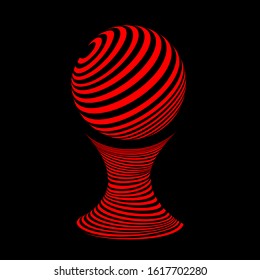 Striped object. Round 3d logo abstract circle vector sign. Colorful painting brushstroke.