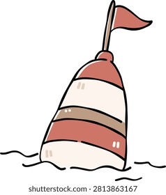 Striped ocean buoy marine marker Clipart, Cute Nautical Ocean Marine Vector, Hand Drawn flat color Kids Nursery Sublimation Graphic Element