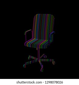 Striped Office chair. Vector contour illustration.