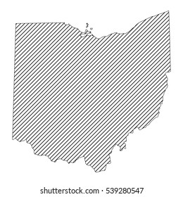 Striped ohio map isolated on white