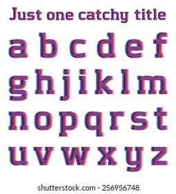 Striped optical illusion catchy font, part 2/3 small letters