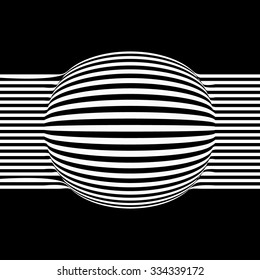 Striped Optical Illusion. Lines with Lens Effect. Vector Illustration.