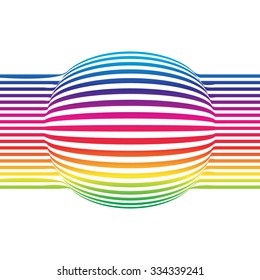Striped Optical Illusion. Lines with Lens Effect. Vector Illustration.