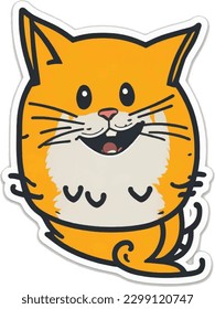 Striped Orange Cat Cartoon Sticker