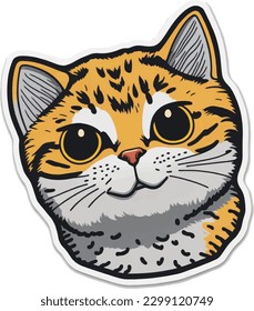Striped Orange Cat Cartoon Sticker