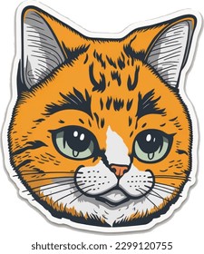 Striped Orange Cat Cartoon Sticker