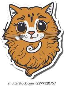 Striped Orange Cat Cartoon Sticker