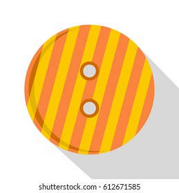 Striped orange and yellow clothing button icon. Flat illustration of striped orange and yellow clothing button vector icon for web isolated on white background