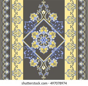 Striped Oriental seamless pattern. Decorative floral ornamental wallpaper. Decorative ornament for fabric, textile, wrapping paper.