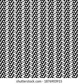 Striped ornament made of pairs of dots and line tremors. Decorative graphics in black and white.