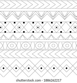 striped ornament with simple geometric patterns for your coloring book