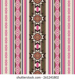 Striped ornamental ethnic seamless pattern