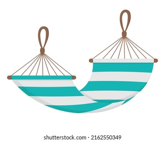 Striped outdoor hammock. Doodle flat clipart. All objects are repainted.