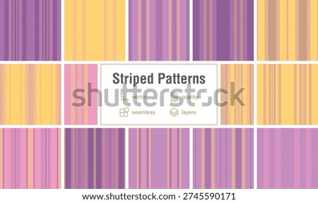 Striped pack developed for branding refresh. Lines designs for special occasions add charm and festivity. Vector files support updates.