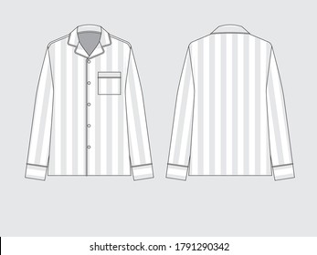 camisa de pijamas rayada, patrón plano con ilustración vectorial