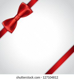 Striped paper template with red vector bow and place for text