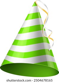 Striped party cap. Fun hat realistic mockup