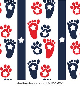  striped pattern baby feet dog paws and natoinal sombol footprints vektor 