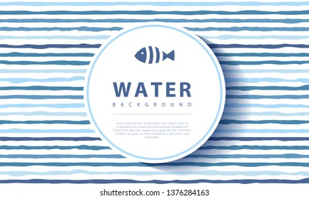 Striped pattern. Background of blue and turquoise, rhythmic waves. Seamless abstract sea wave background. Vector wavy. Pattern for fabric. Frame for text.