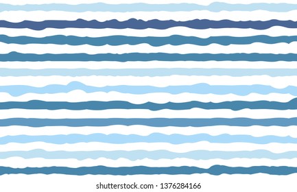 Striped pattern. Background of blue and turquoise, rhythmic waves. Pattern for fabric. Seamless abstract sea wave background. Vector wavy.
