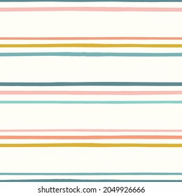 Striped pattern background. Vector seamless repeat of hand drawn organic horizontal stripes. Fun trendy geometric design element banner. Design element. Pinstripe illustration.