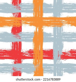 Striped pattern background. Vector seamless repeat pattern of hand drawn organic colourful horizontal stripes. Fun geometric design element.