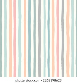 Striped pattern background. Vector seamless repeat pattern of hand drawn organic boho horizontal stripes. Fun geometric design element.