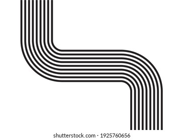 Striped pattern of black parallel lines on a white background in a retro style. Black and white vector background
