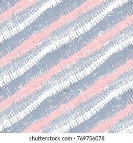 Striped Pattern With Brushed Diagonal Lines And Stripes In Pink Colors. Vector Grunge Doodle Texture With Paint Splatter And Splash. Hand Drawn Bold Bohemian Background With Ethnic, Tribal Motif