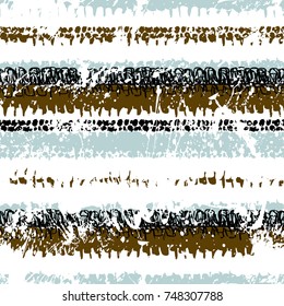 Striped pattern with brushed lines and stripes in organic boho colors. Vector grunge doodle texture with paint splatter and splash. Hand drawn bold bohemian background with ethnic, tribal motif