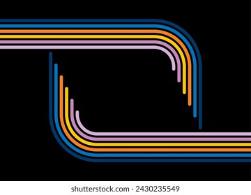 
Striped pattern of colored parallel lines on a black background in retro style. Abstract vector background.