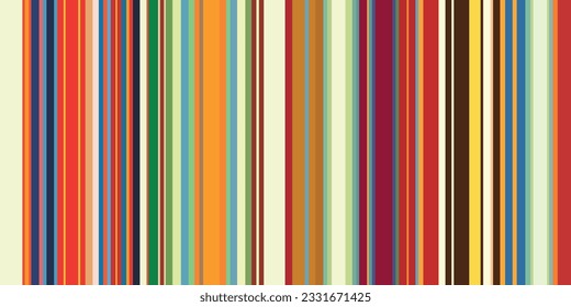 Striped pattern of colored stripes of different widths. Seamless stripes for a harmonious look.
