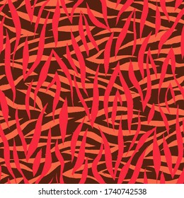 Striped pattern. Crossed curved lines with rough textures. Simple seamless ornament. Animal zebra tiger print.