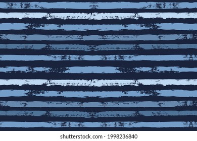 Striped pattern, dark blue navy stripe seamless background, sea brush strokes. vector grunge stripes, nautical paintbrush line