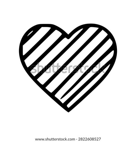 Striped Pattern Heart Shape Line Art Symbol